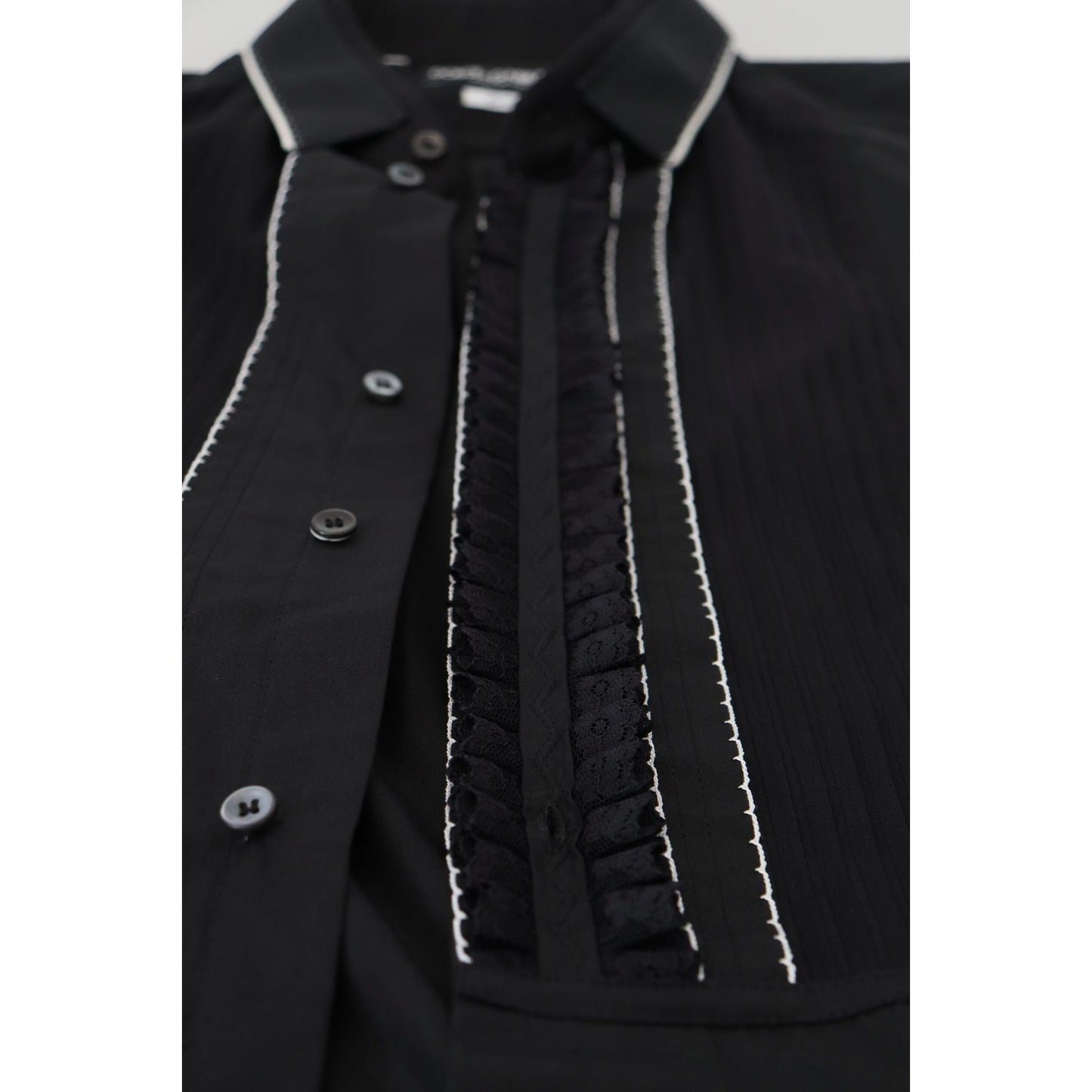 Dolce & Gabbana Elegant Slim Fit Tuxedo Dress Shirt Dolce & Gabbana Black