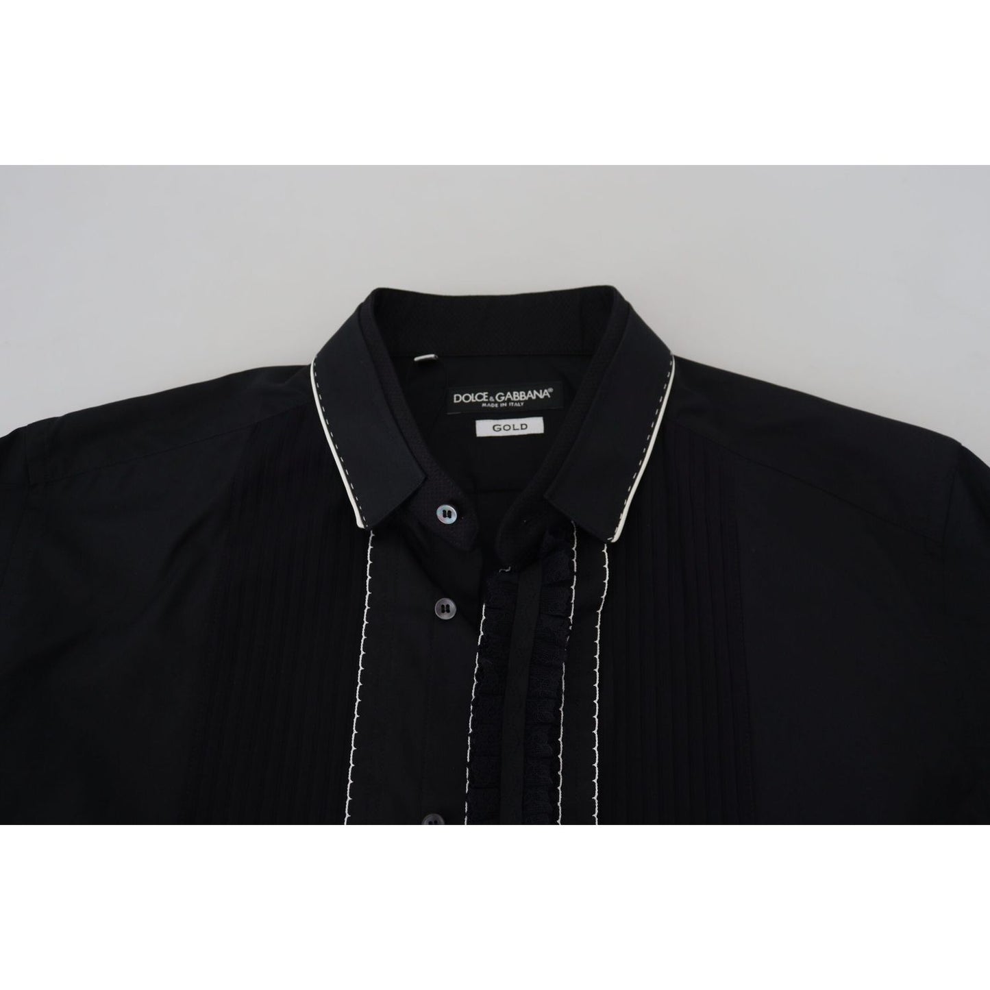 Dolce & Gabbana Elegant Slim Fit Tuxedo Dress Shirt Dolce & Gabbana Black
