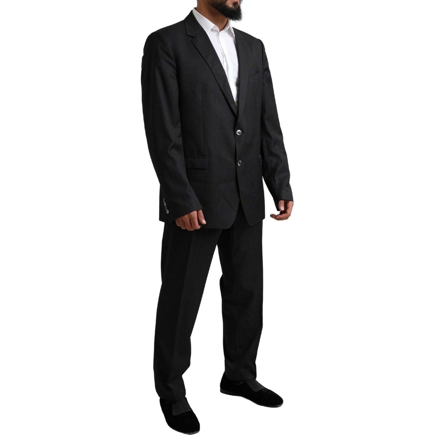 Dolce & Gabbana Elegant Black Virgin Wool Martini Suit Dolce & Gabbana Black