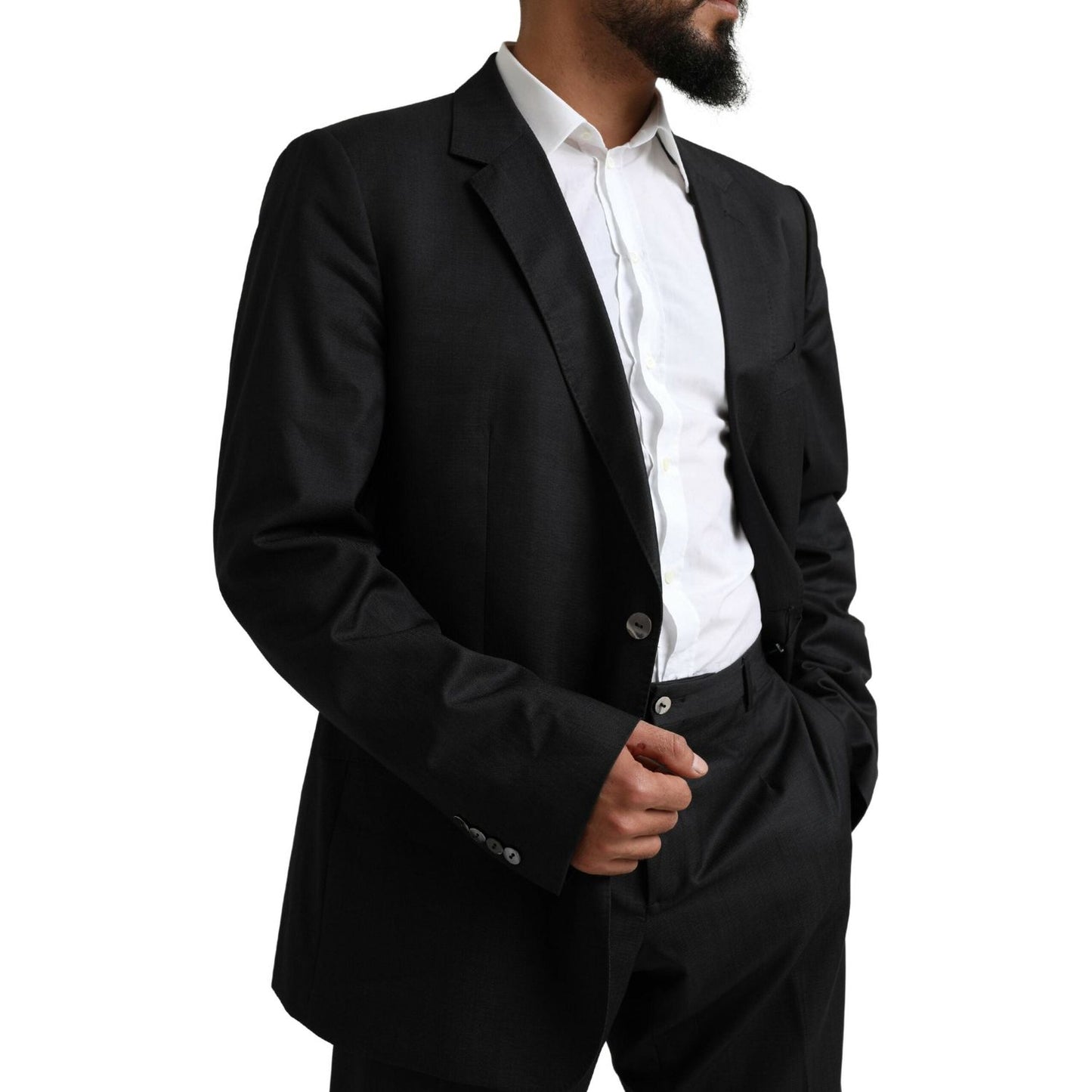 Dolce & Gabbana Elegant Black Virgin Wool Martini Suit Dolce & Gabbana Black
