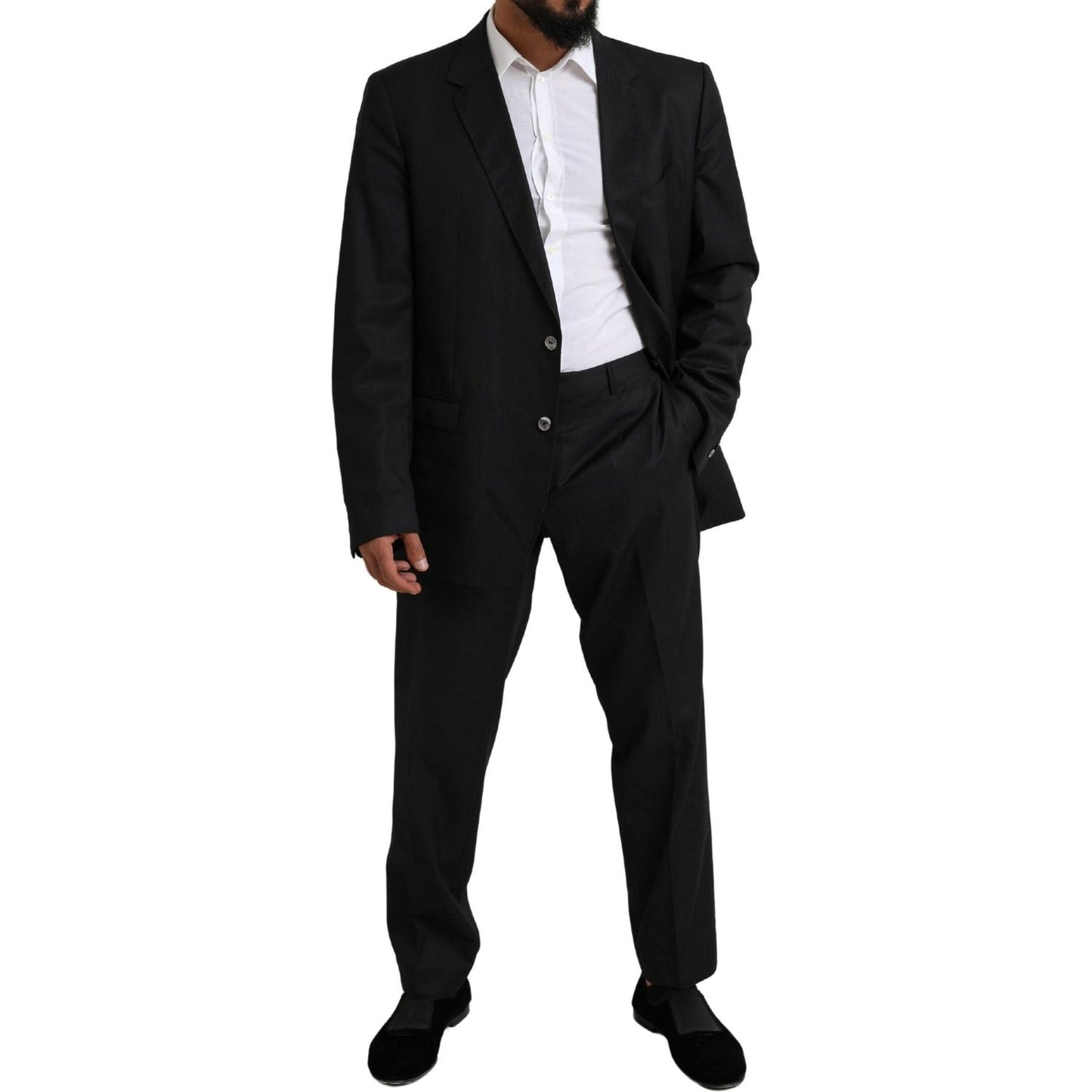 Dolce & Gabbana Elegant Black Virgin Wool Martini Suit Dolce & Gabbana Black