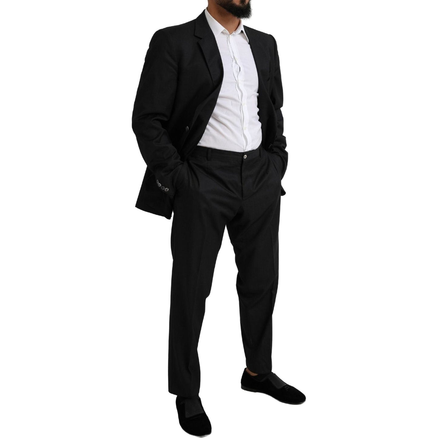 Dolce & Gabbana Elegant Black Virgin Wool Martini Suit Dolce & Gabbana Black