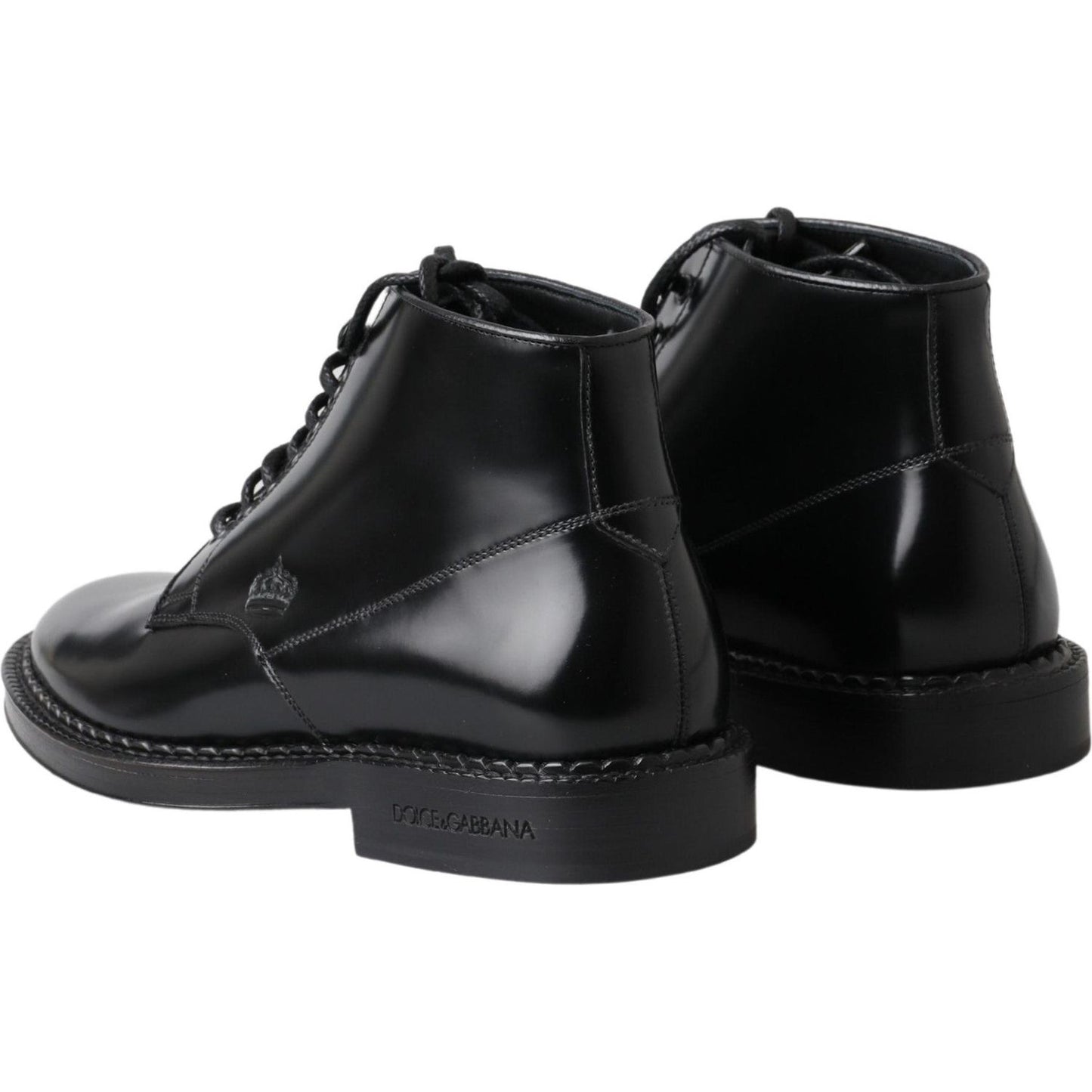 Dolce & Gabbana Elegant Black Leather Men's Boots Dolce & Gabbana Black