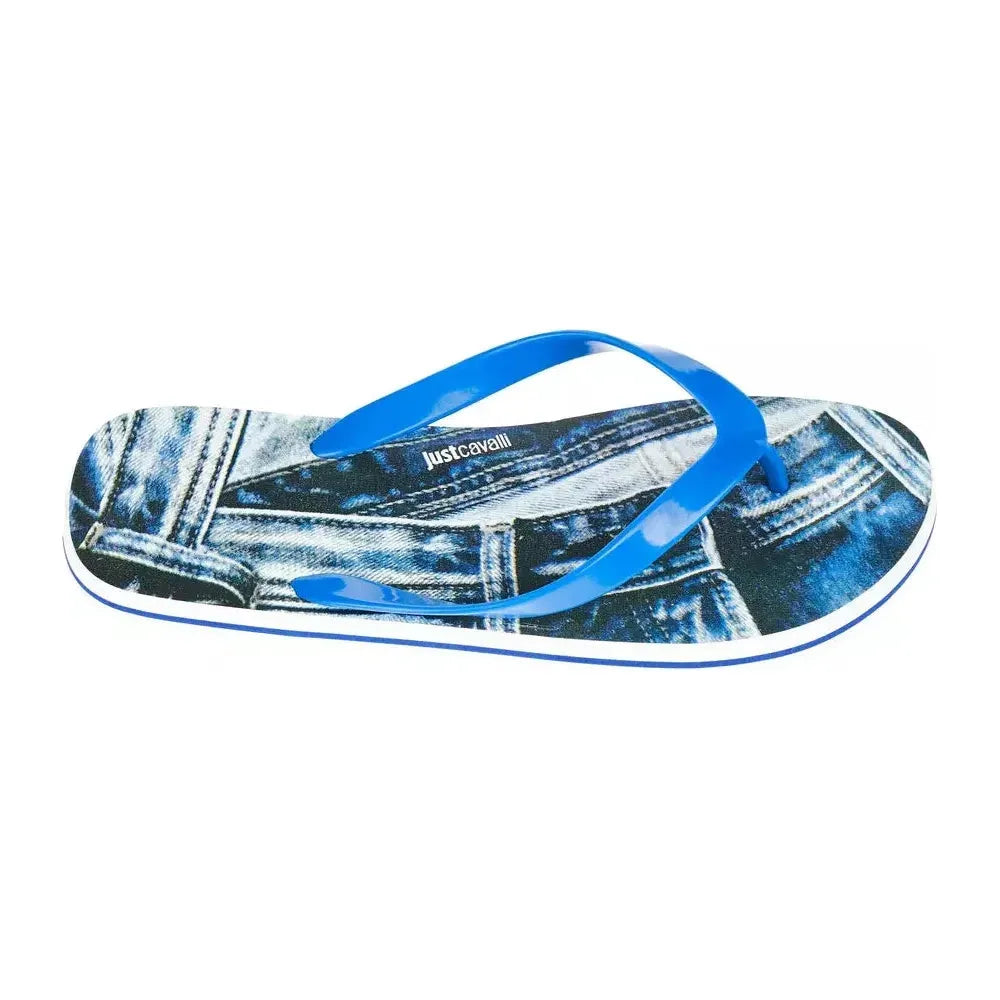 Just Cavalli Light Blue EVA Men Sandal Just Cavalli Steel Blue