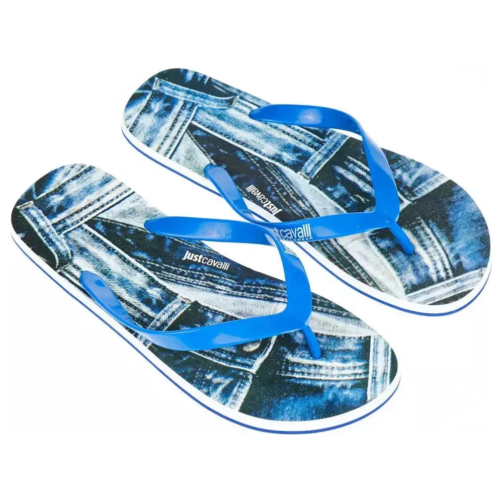 Just Cavalli Light Blue EVA Men Sandal Just Cavalli Steel Blue