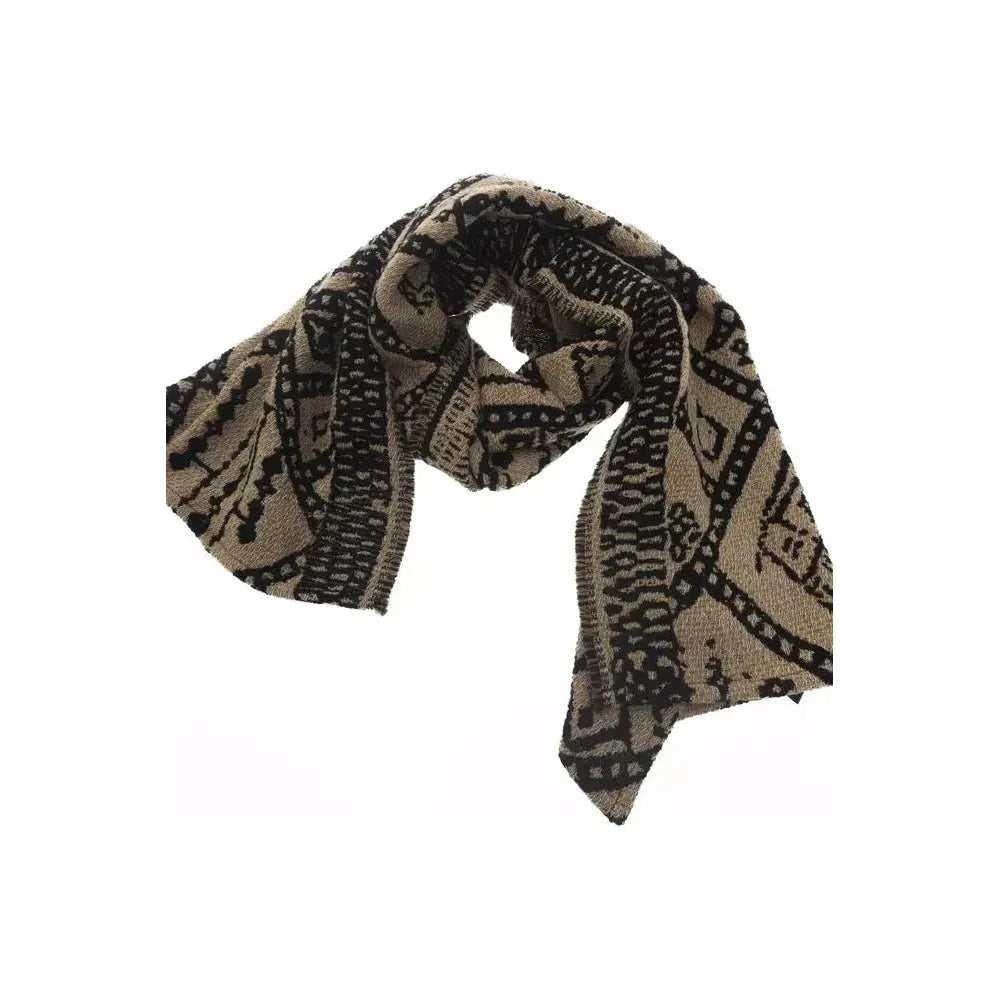 Alpha Studio Brown Wool Women Scarf Alpha Studio Dark Slate Gray
