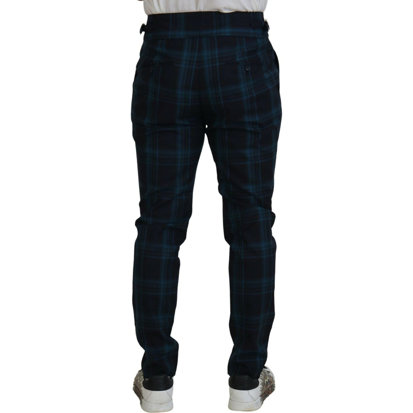 Dolce & Gabbana Elegant Plaid Wool Dress Pants Dolce & Gabbana Black