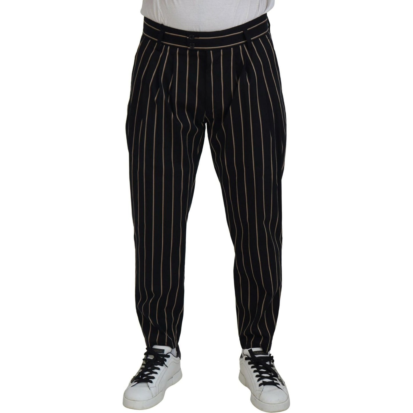 Dolce & Gabbana Elegant Striped Chino Tapered Pants Dolce & Gabbana Gray