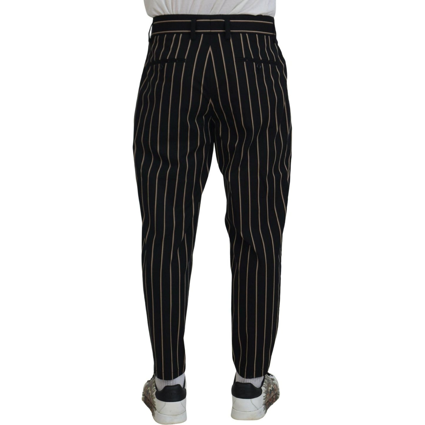 Dolce & Gabbana Elegant Striped Chino Tapered Pants Dolce & Gabbana Black