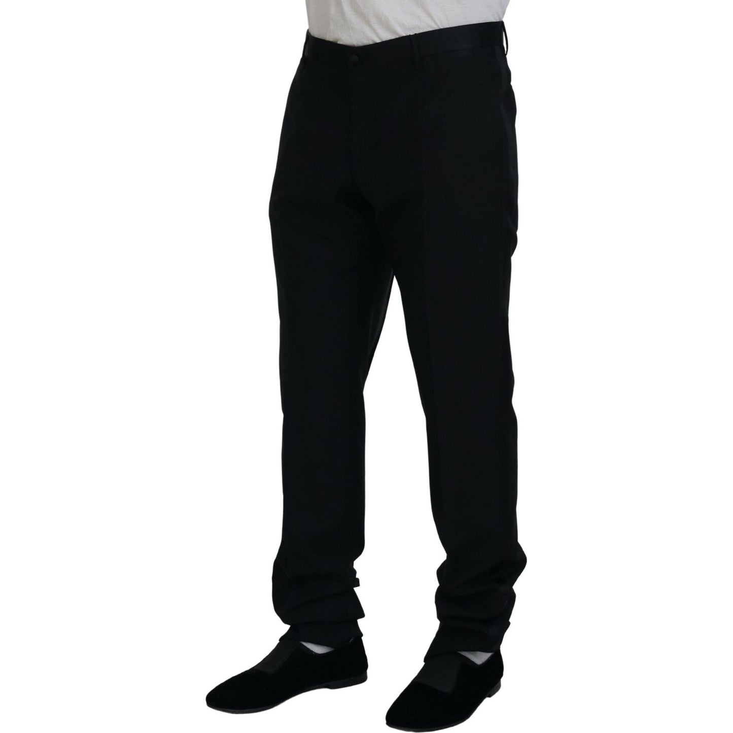 Dolce & Gabbana Elegant Slim Fit Black Dress Trousers Dolce & Gabbana Black