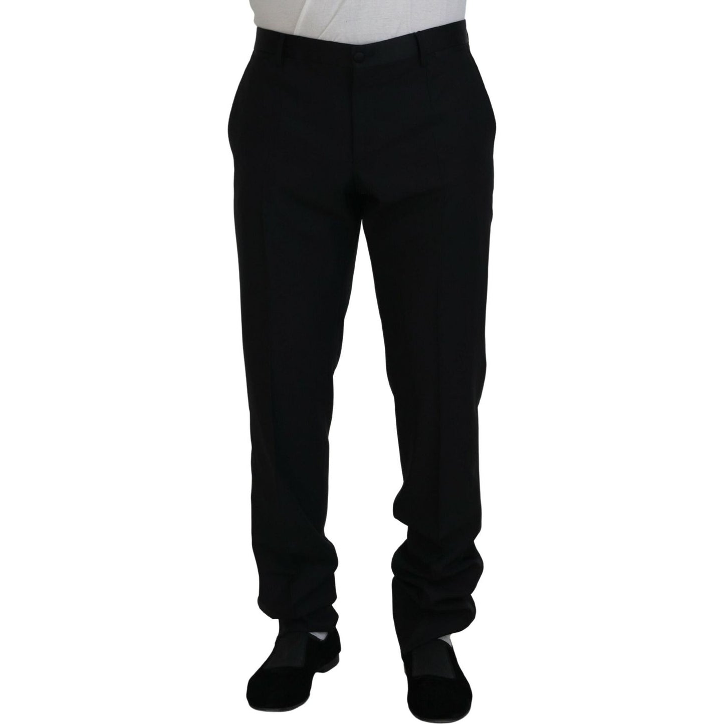 Dolce & Gabbana Elegant Slim Fit Black Dress Trousers Dolce & Gabbana Black