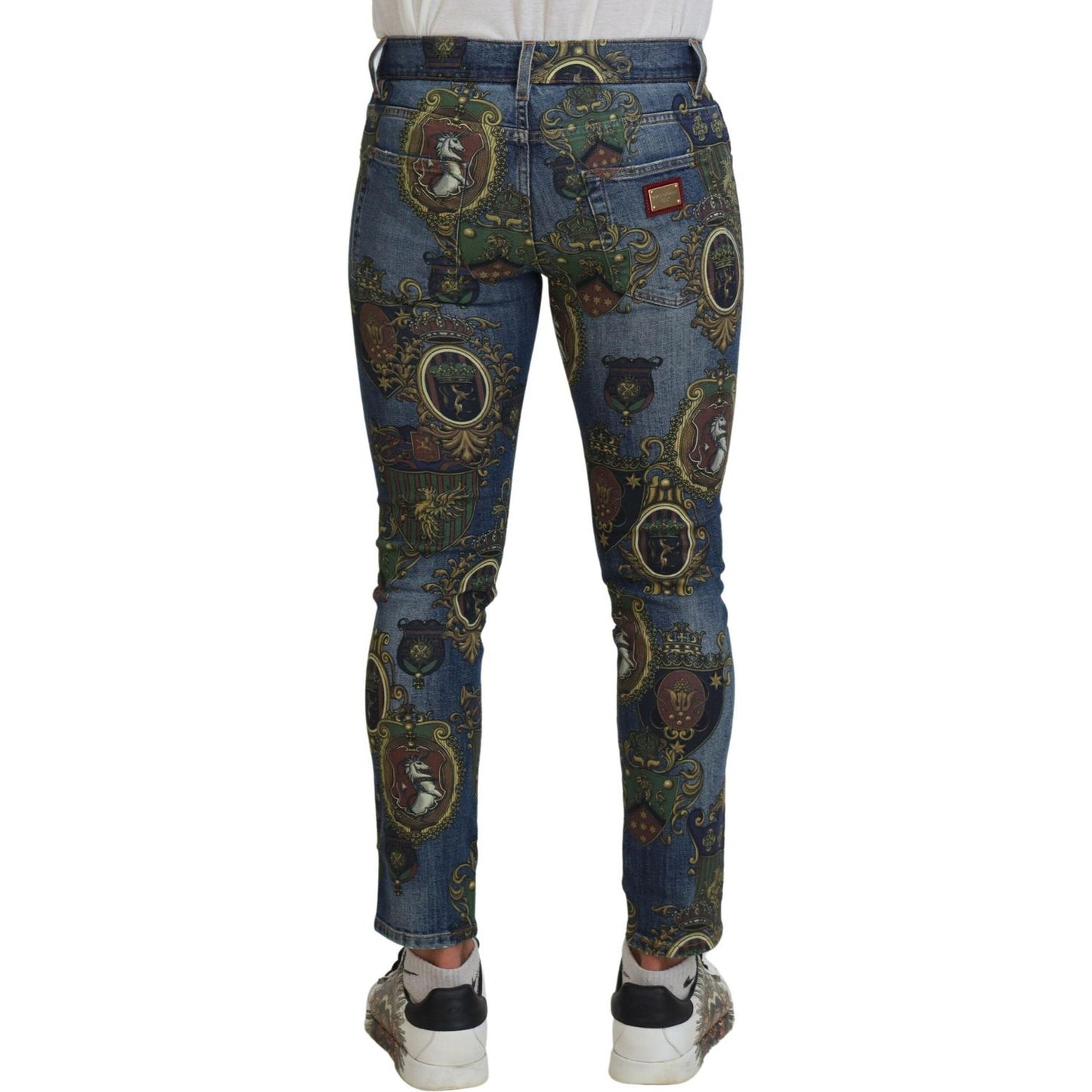 Dolce & Gabbana Elegant Slim-Fit Printed Denim Jeans Dolce & Gabbana Dark Slate Gray