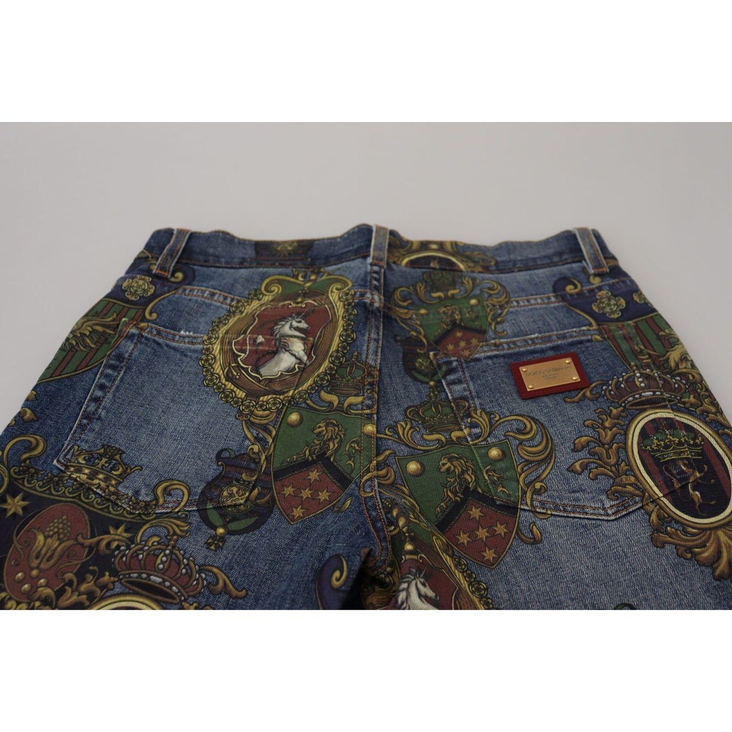 Dolce & Gabbana Elegant Slim-Fit Printed Denim Jeans Dolce & Gabbana Gray