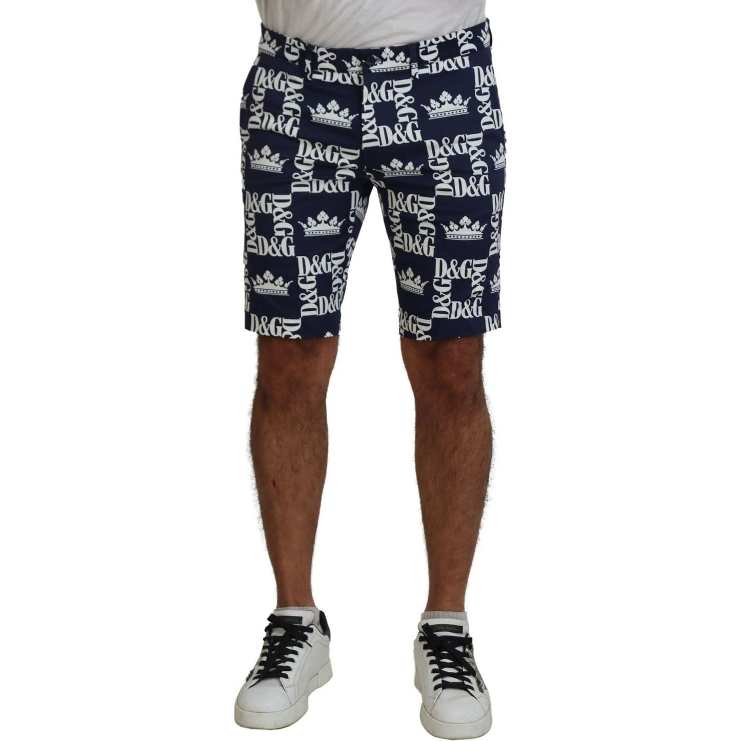 Dolce & Gabbana Casual Crown Print Chinos Shorts Dolce & Gabbana Dark Slate Gray