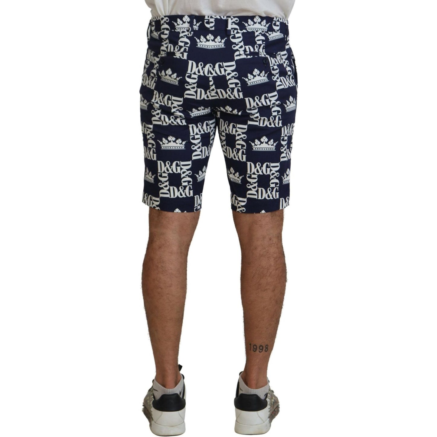 Dolce & Gabbana Casual Crown Print Chinos Shorts Dolce & Gabbana Dark Slate Gray