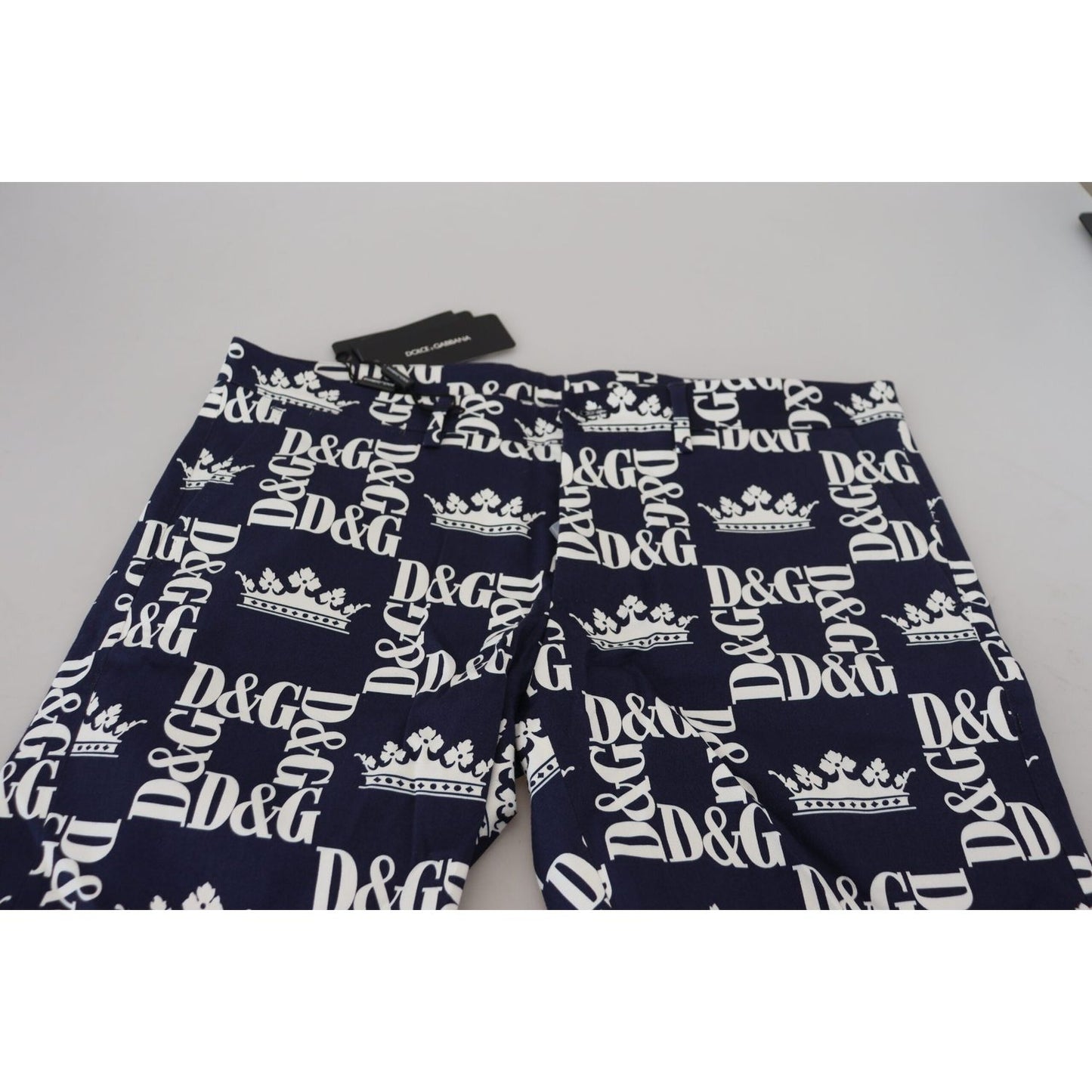 Dolce & Gabbana Casual Crown Print Chinos Shorts Dolce & Gabbana Dark Slate Gray