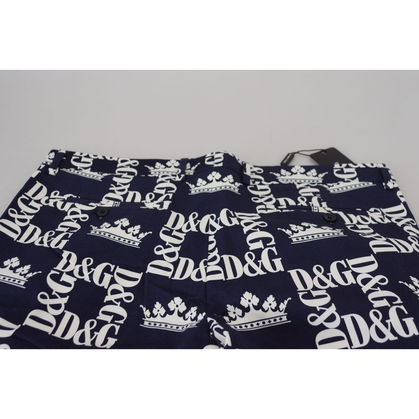 Dolce & Gabbana Casual Crown Print Chinos Shorts Dolce & Gabbana Dark Slate Gray