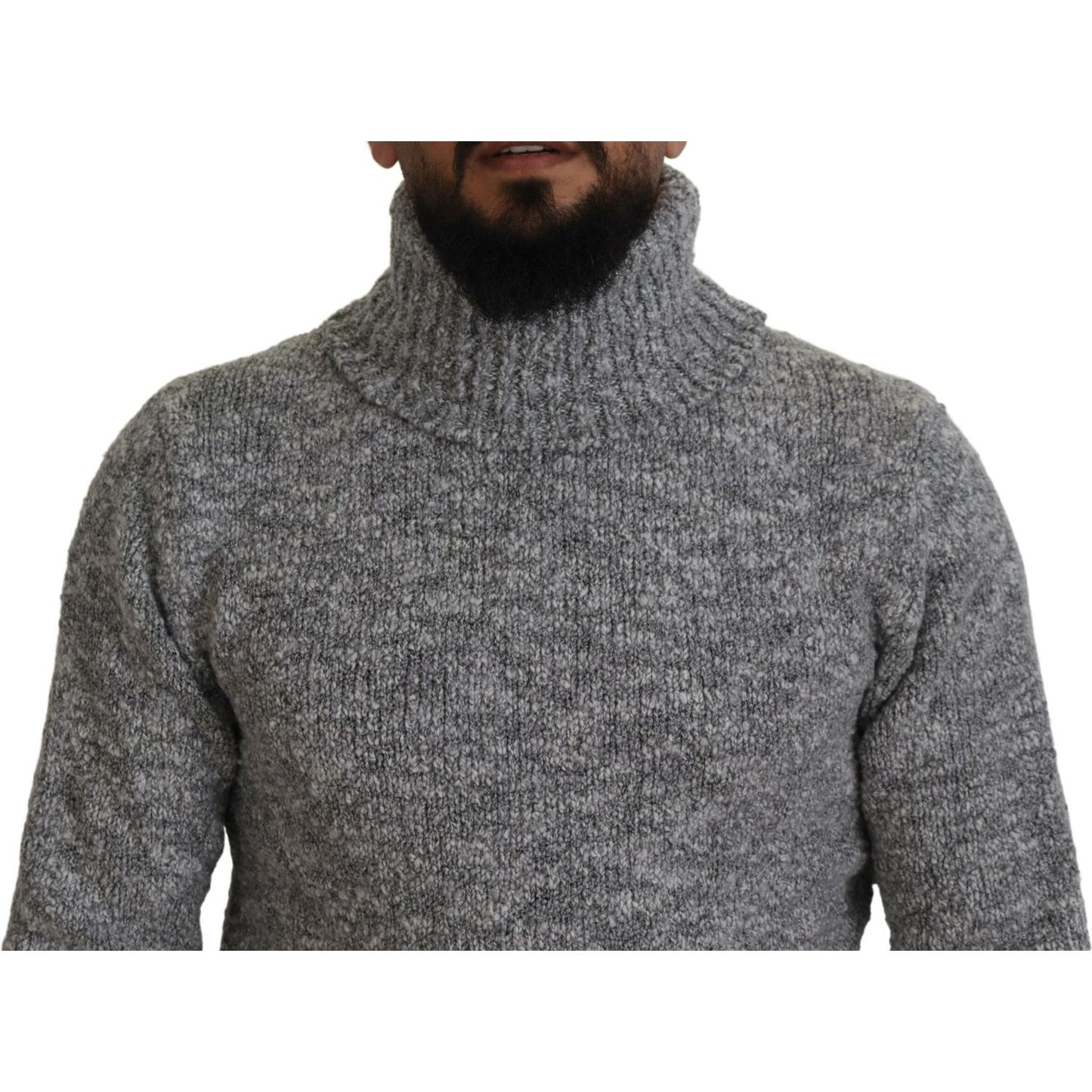 Dolce & Gabbana Elegant Gray Wool-Blend Turtleneck Sweater Dolce & Gabbana Dim Gray
