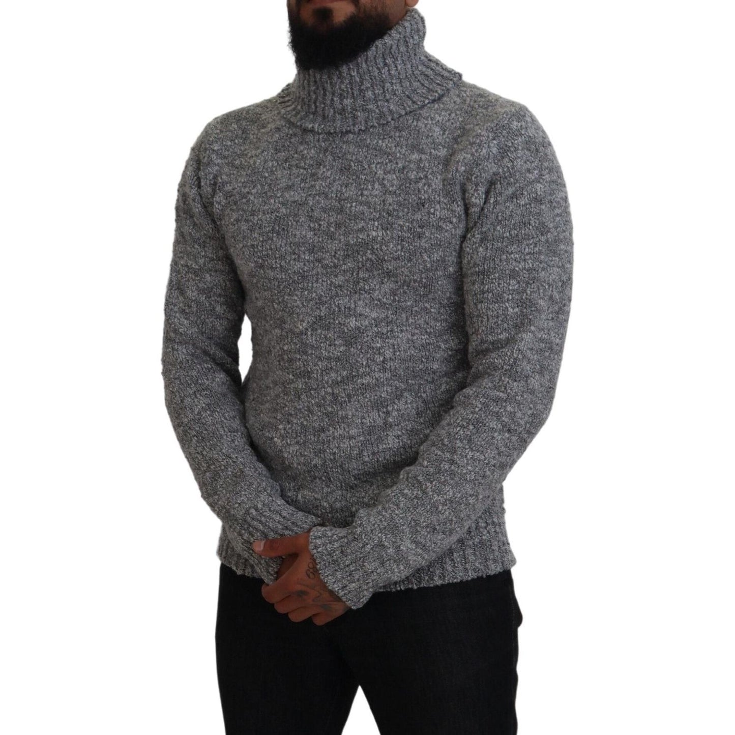 Dolce & Gabbana Elegant Gray Wool-Blend Turtleneck Sweater Dolce & Gabbana Dark Slate Gray