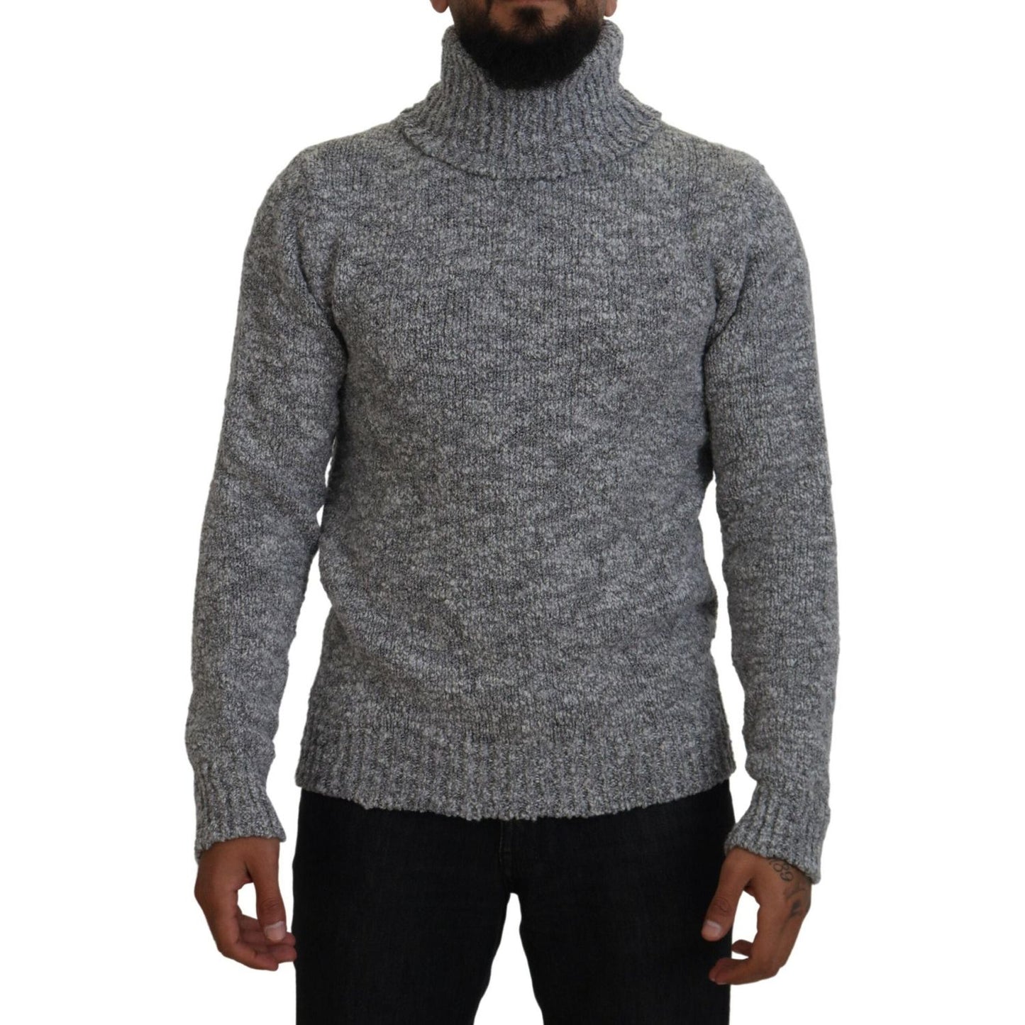 Dolce & Gabbana Elegant Gray Wool-Blend Turtleneck Sweater Dolce & Gabbana Dim Gray