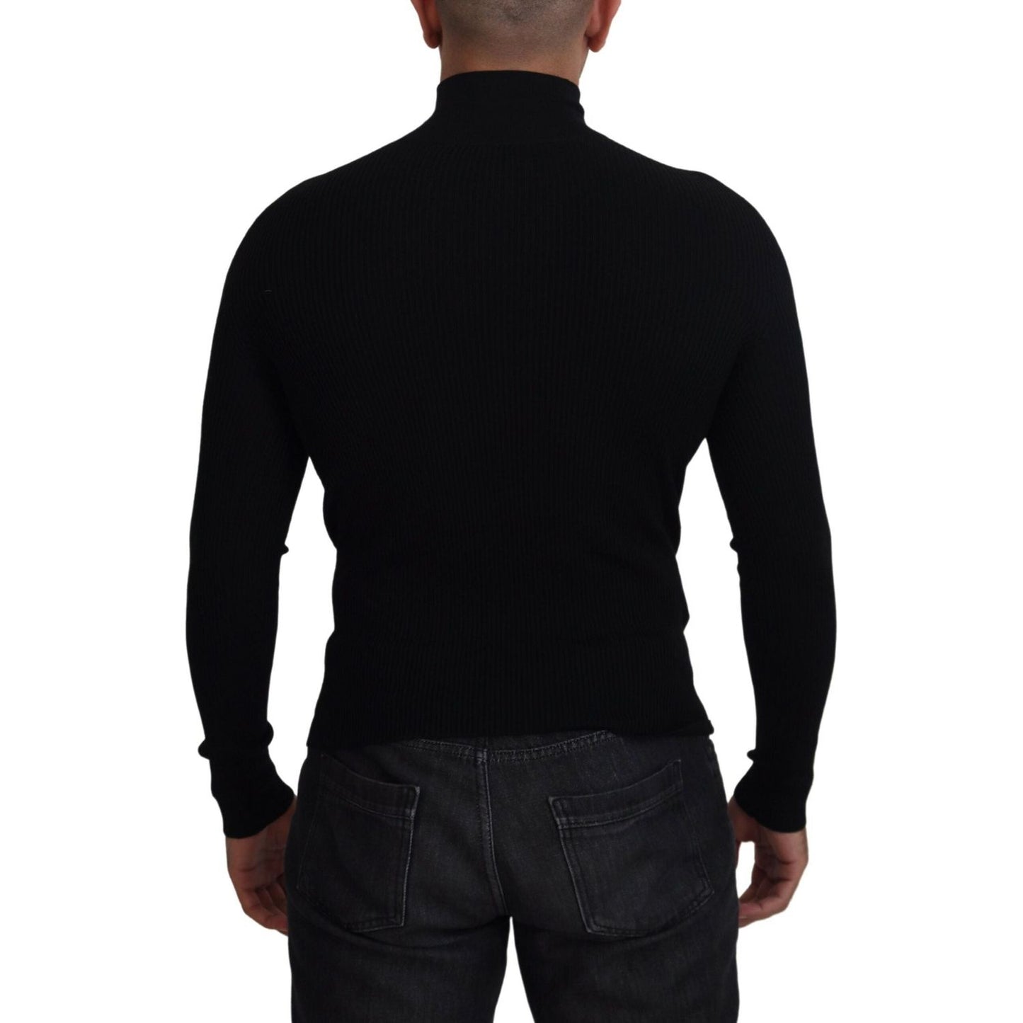 Dolce & Gabbana Elegant Black Wool Half Zip Turtleneck Sweater Dolce & Gabbana Black
