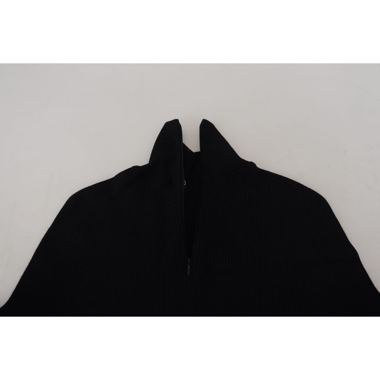Dolce & Gabbana Elegant Black Wool Half Zip Turtleneck Sweater Dolce & Gabbana Gray