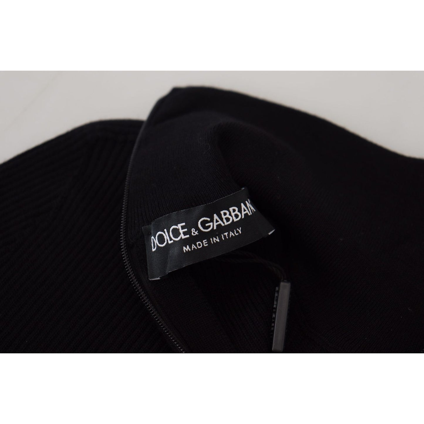 Dolce & Gabbana Elegant Black Wool Half Zip Turtleneck Sweater Dolce & Gabbana Gray