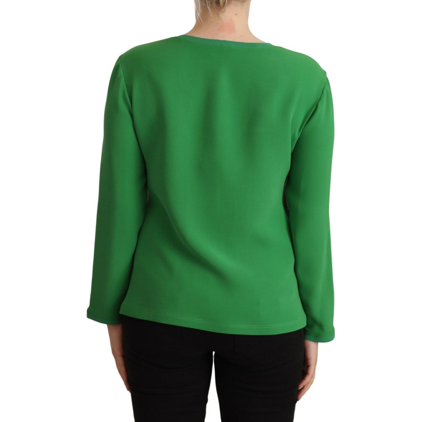 Armani Elegant Silk Long Sleeve Sweater in Lush Green Armani Sea Green