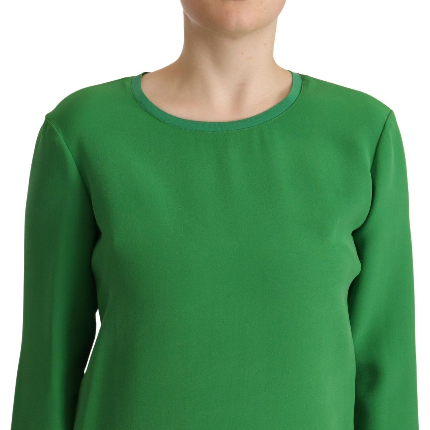 Armani Elegant Silk Long Sleeve Sweater in Lush Green Armani Sea Green