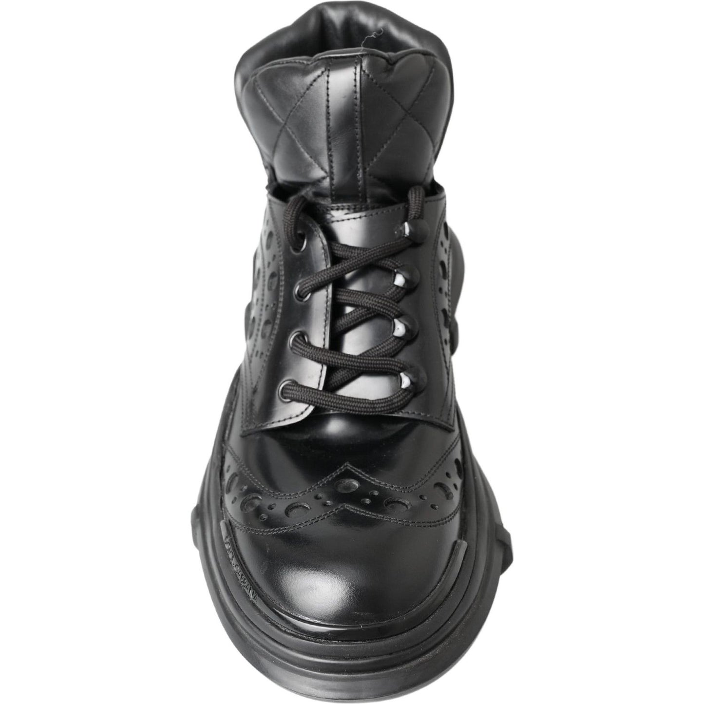 Dolce & Gabbana Elegant Black Leather Ankle Boots Dolce & Gabbana Dark Slate Gray