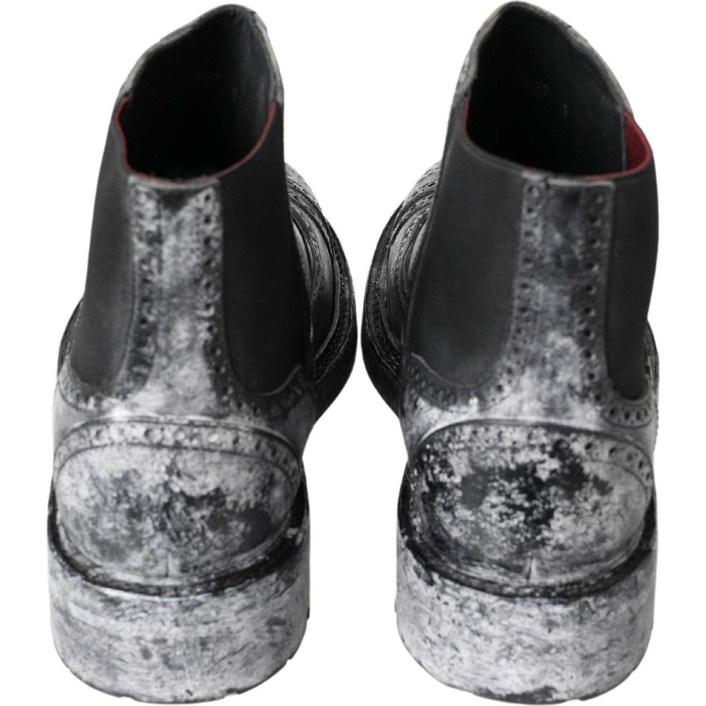 Dolce & Gabbana Elegant Black Faded Chelsea Ankle Boots Dolce & Gabbana Dark Slate Gray
