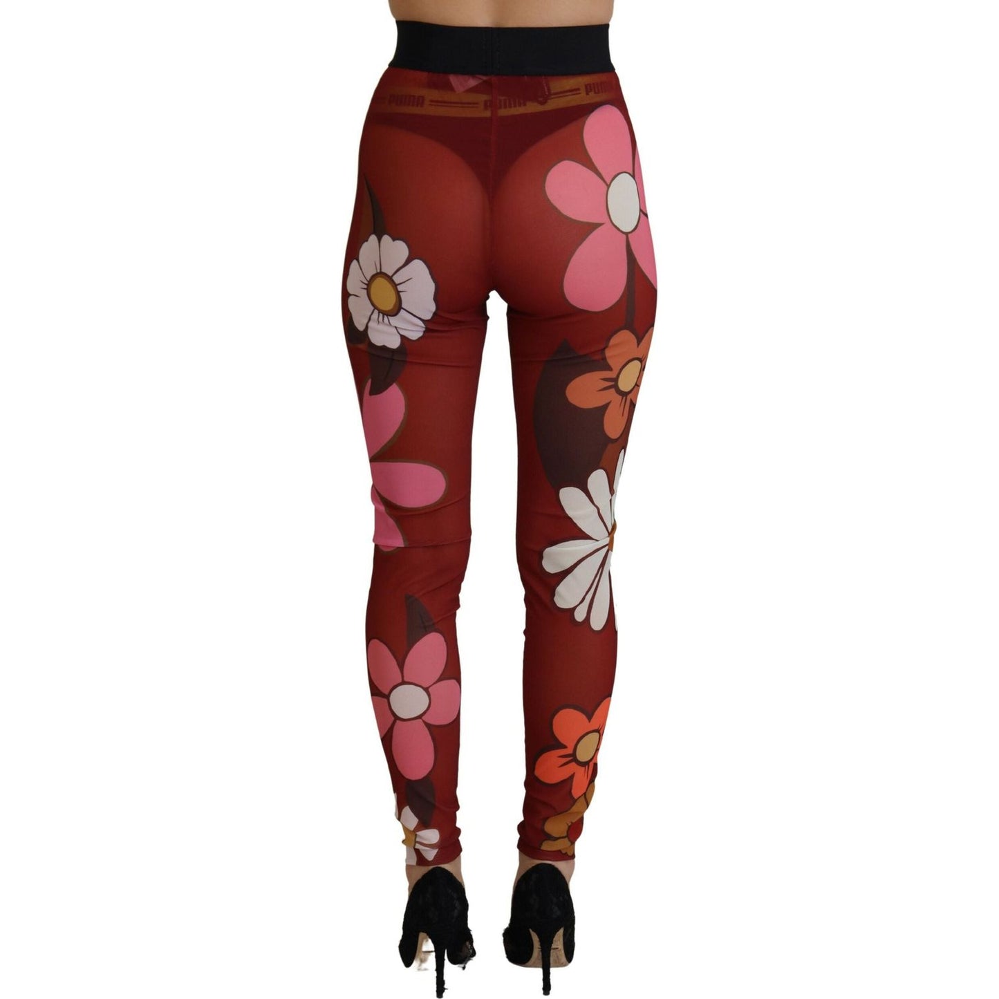 Dolce & Gabbana Floral Red High Waist Leggings Dolce & Gabbana Saddle Brown