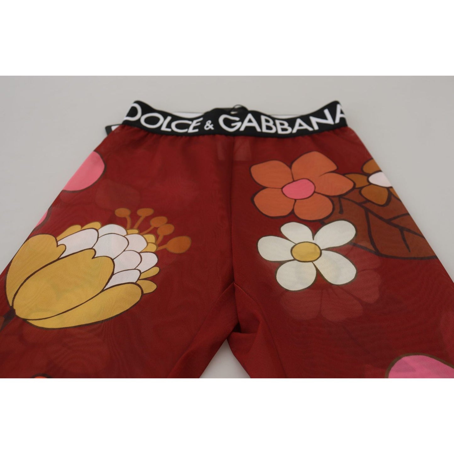 Dolce & Gabbana Floral Red High Waist Leggings Dolce & Gabbana Gray