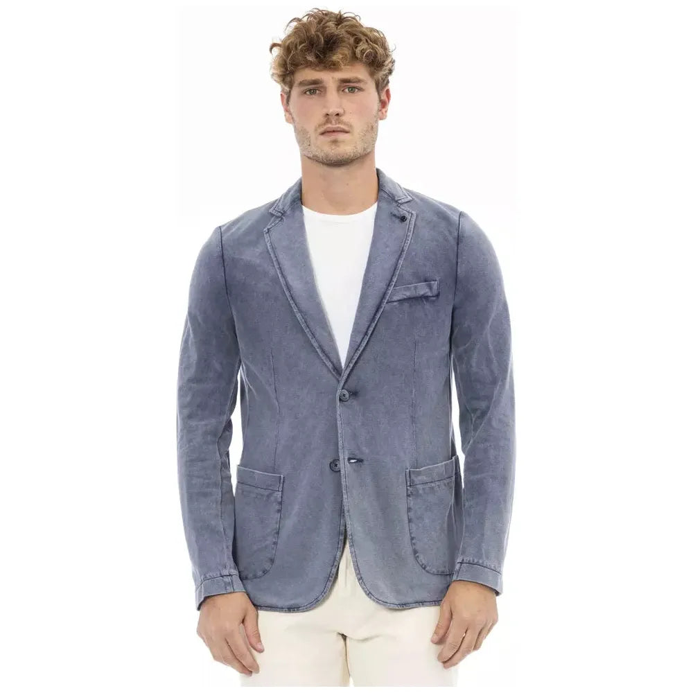 Distretto12 Blue Cotton Mens Blazer Distretto12 Slate Gray