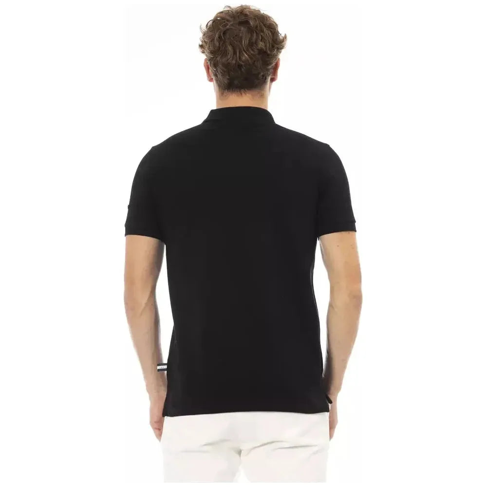 Baldinini Trend Black Cotton Men Polo Shirt Baldinini Trend Black