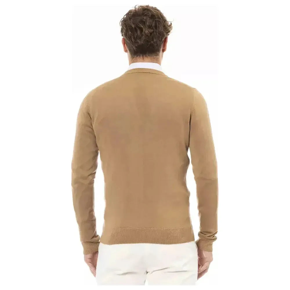 Baldinini Trend Beige Modal Men Sweater Baldinini Trend Rosy Brown