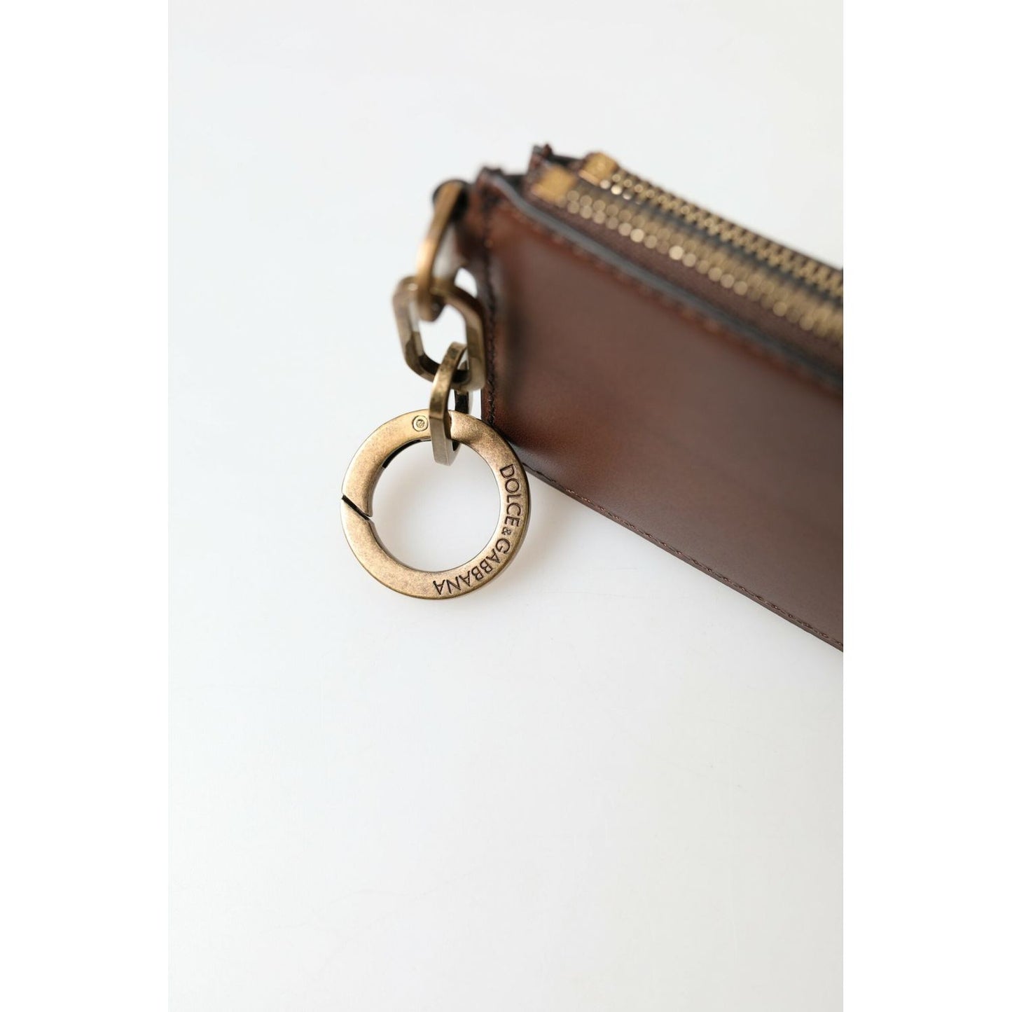 Dolce & Gabbana Elegant Brown Leather Coin Purse Wallet Dolce & Gabbana White Smoke