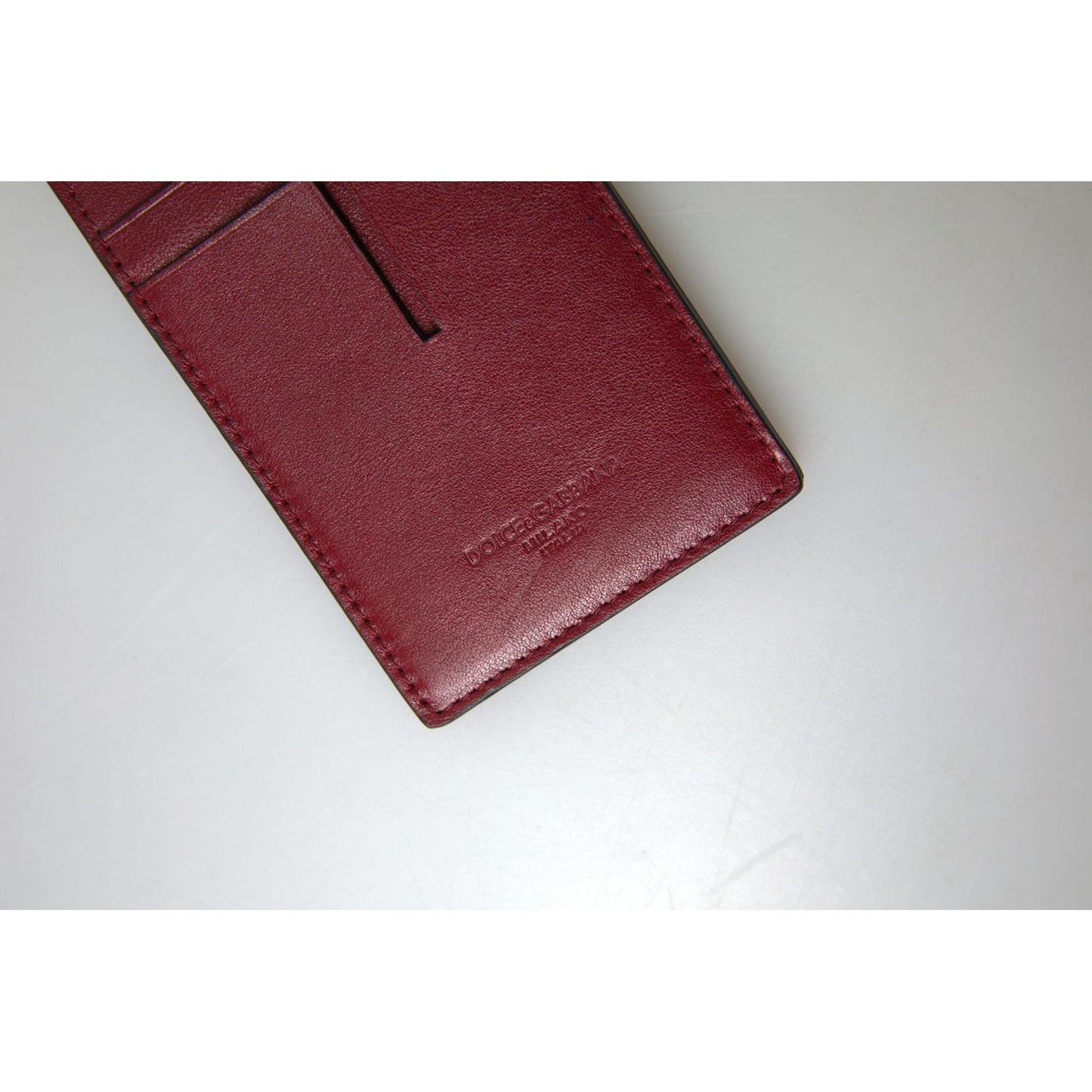 Dolce & Gabbana Elegant Red Leather Cardholder with Lanyard Dolce & Gabbana Light Gray