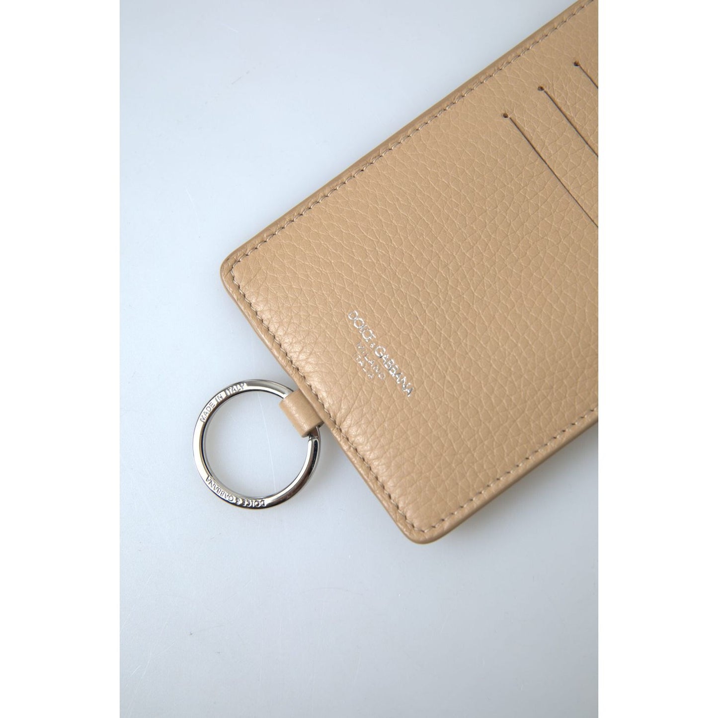Dolce & Gabbana Elegant Beige Leather Cardholder Wallet Dolce & Gabbana Gray