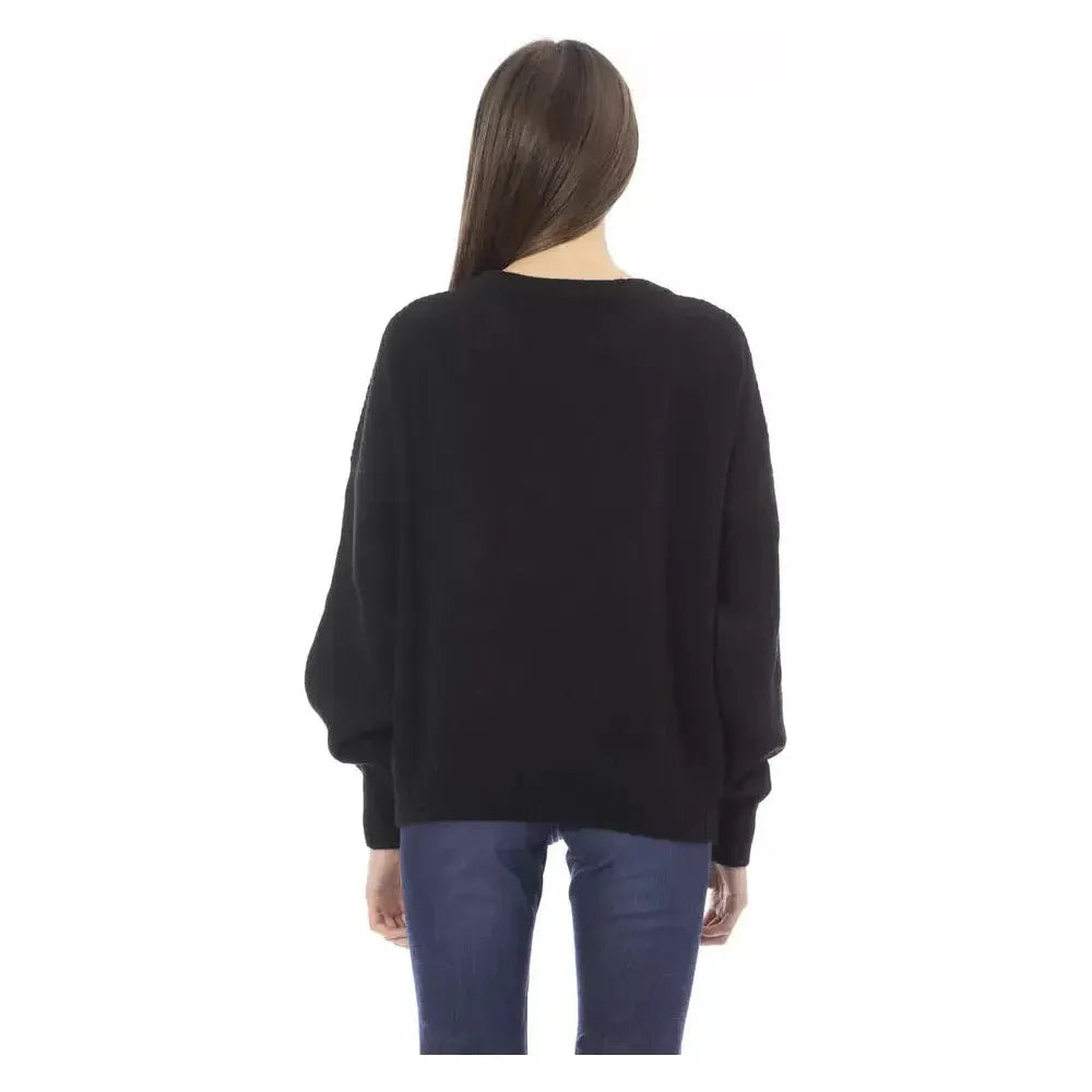 Baldinini Trend Black Wool Women Sweater Baldinini Trend Dark Slate Gray