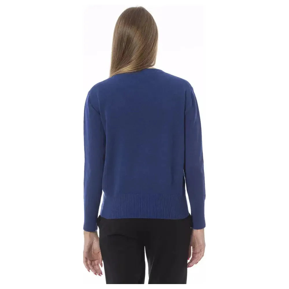 Baldinini Trend Blue Wool Women Sweater Baldinini Trend Dark Slate Gray