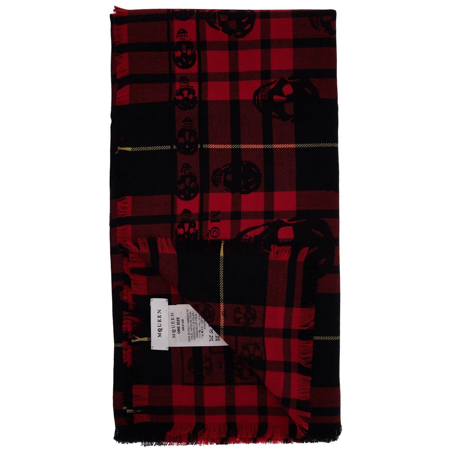 Alexander Mcqueen tartan wool skull scarf in Scarves Hats & Gloves Alexander Mcqueen Black
