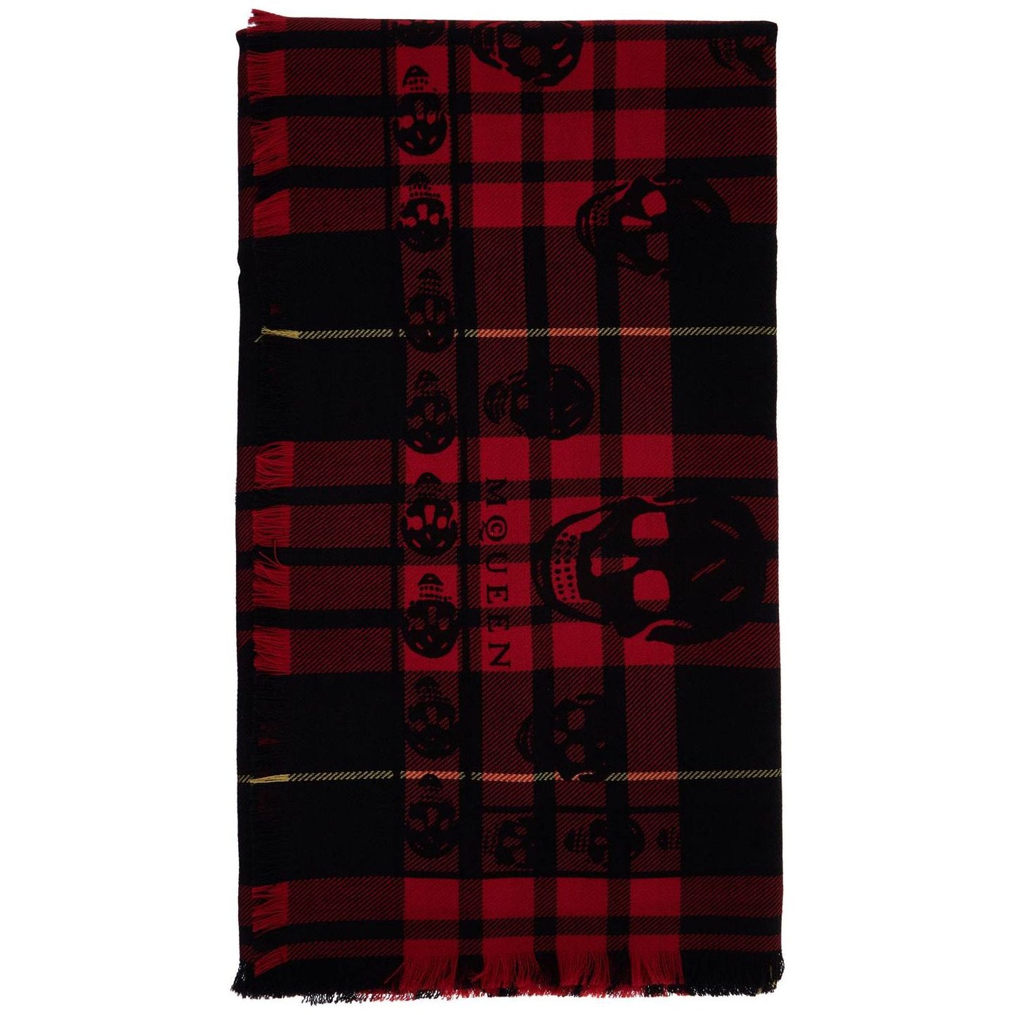 Alexander Mcqueen tartan wool skull scarf in Scarves Hats & Gloves Alexander Mcqueen Black