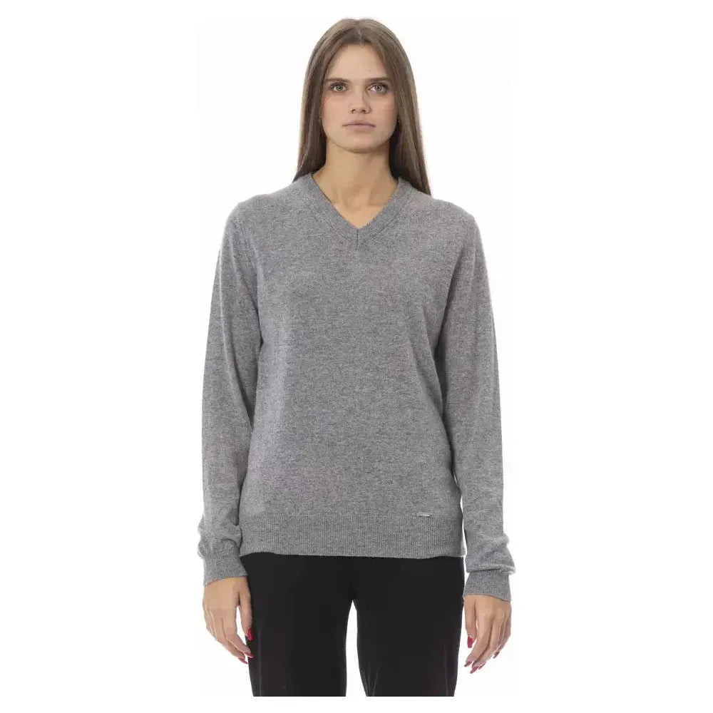 Baldinini Trend Gray Wool Women Sweater Baldinini Trend Light Slate Gray