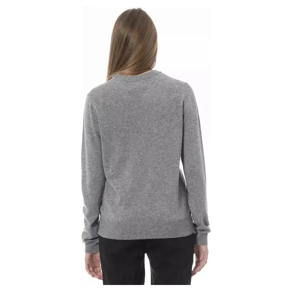 Baldinini Trend Gray Wool Women Sweater Baldinini Trend Slate Gray