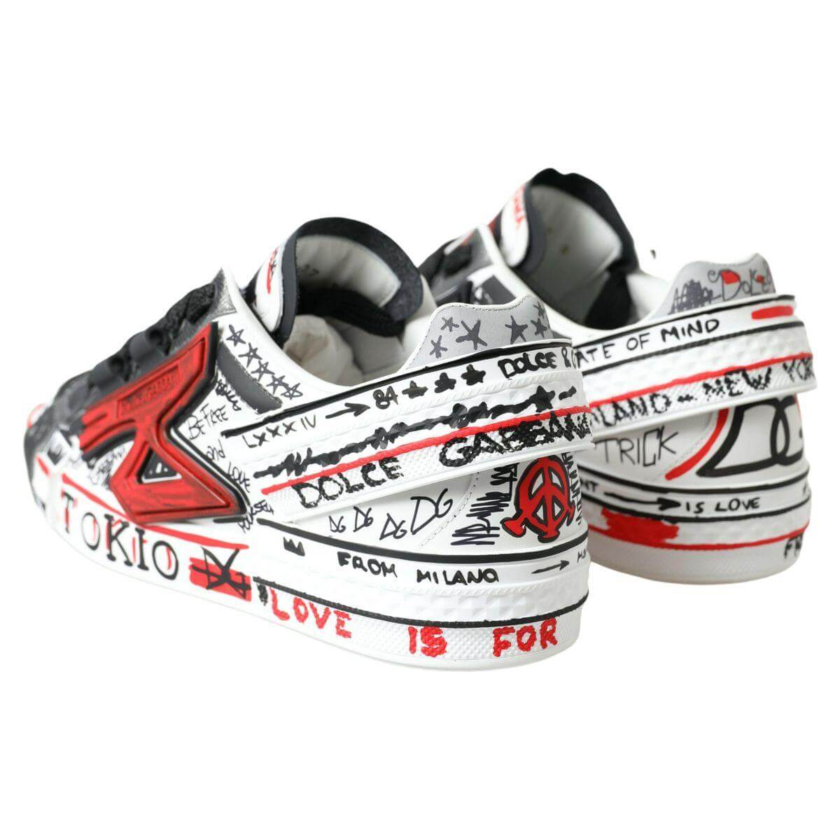 Dolce & Gabbana Multicolor Hand-Painted Leather Sneakers Dolce & Gabbana Light Gray