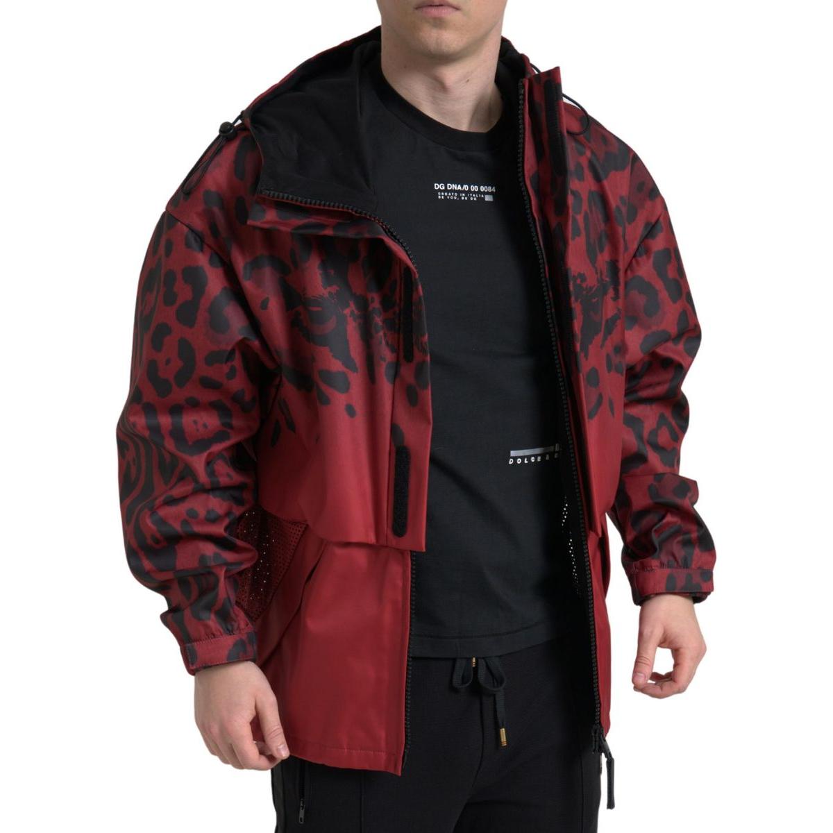 Dolce & Gabbana Radiant Red Leopard Print Hooded Jacket Dolce & Gabbana Black