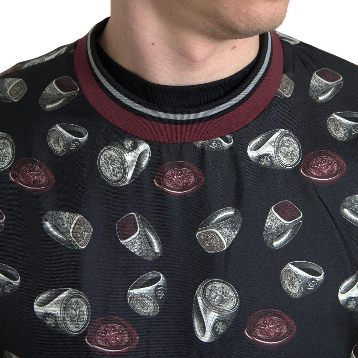 Dolce & Gabbana Elegant Silk Crewneck Pullover - Black Multicolor Dolce & Gabbana Dark Slate Gray