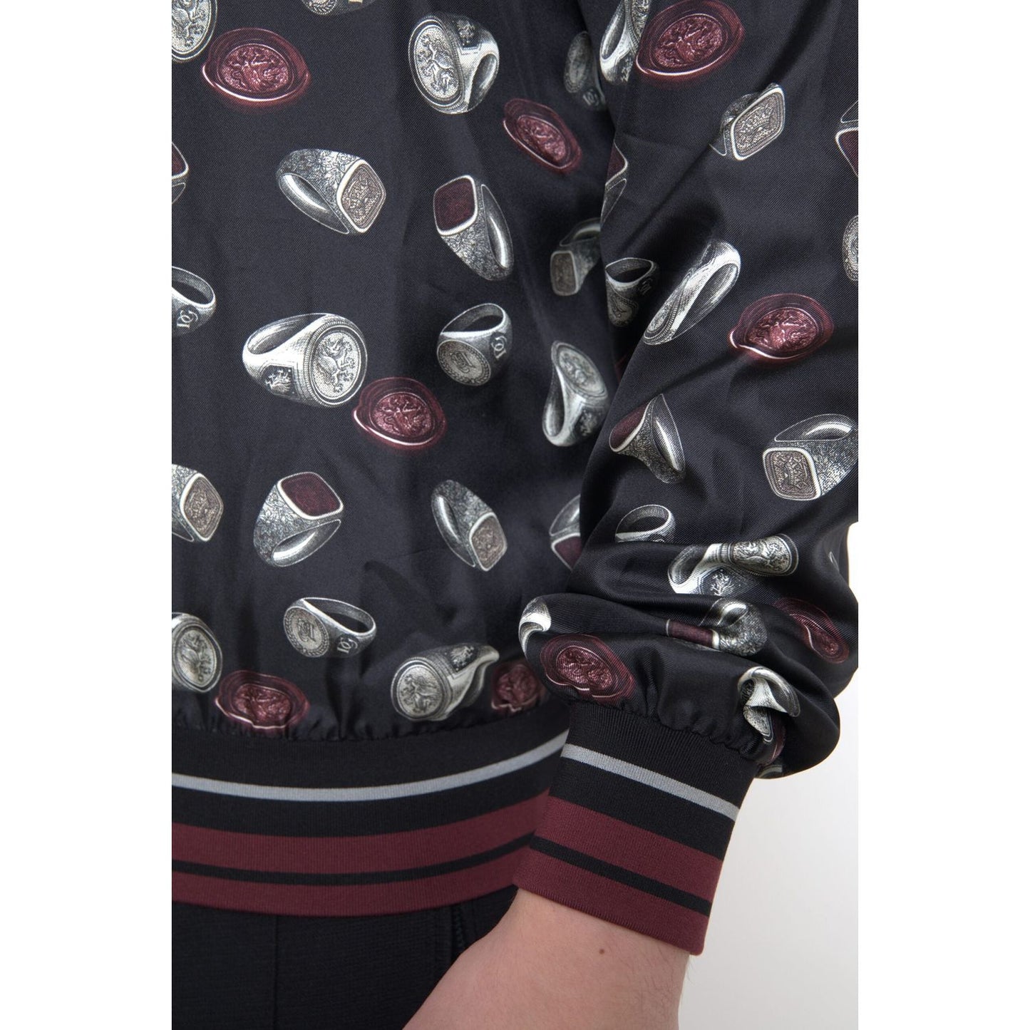 Dolce & Gabbana Elegant Silk Crewneck Pullover - Black Multicolor Dolce & Gabbana Dark Slate Gray