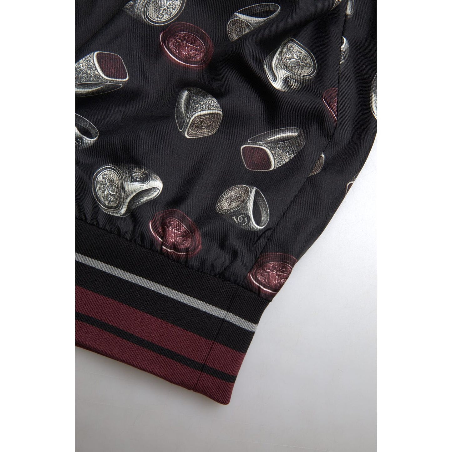 Dolce & Gabbana Elegant Silk Crewneck Pullover - Black Multicolor Dolce & Gabbana Gray
